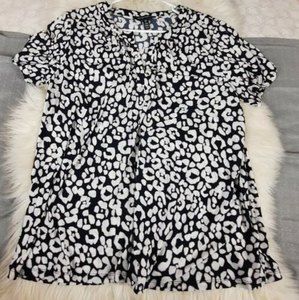 ELLEN TRACY Womens Shirt Size Large short Sleeve Abstract Top B1